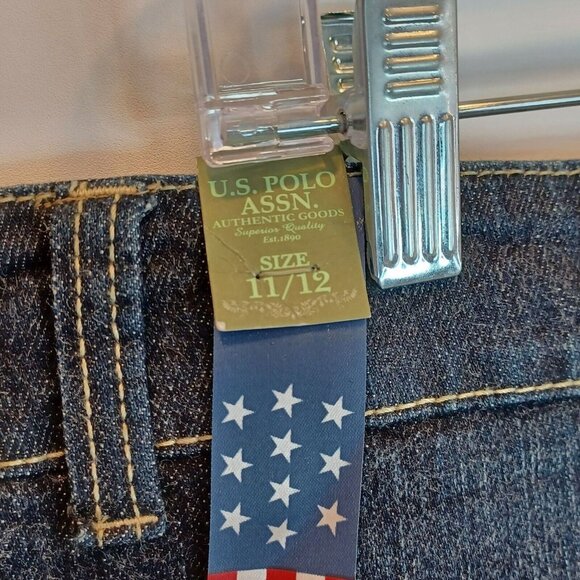 US POLO ASSN 11/12 Stretch Denim Dark Wash Mid Rise Shorts Cotton NEW Y2K 00s Bl - Picture 7 of 15